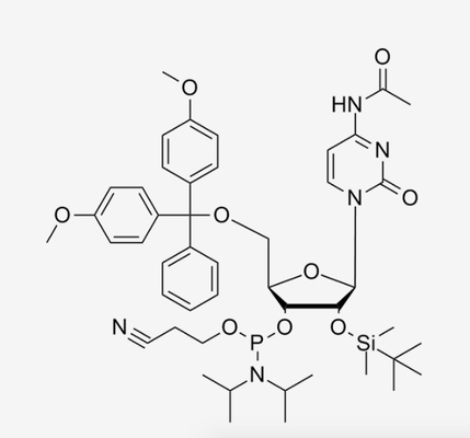 N4-Ac-5'-O--2'-O-TBDMS-C-CE Nukleotida Modifikasi Ac-rC Fosforamidit C47H64N5O9PSi CAS 121058-88-6
