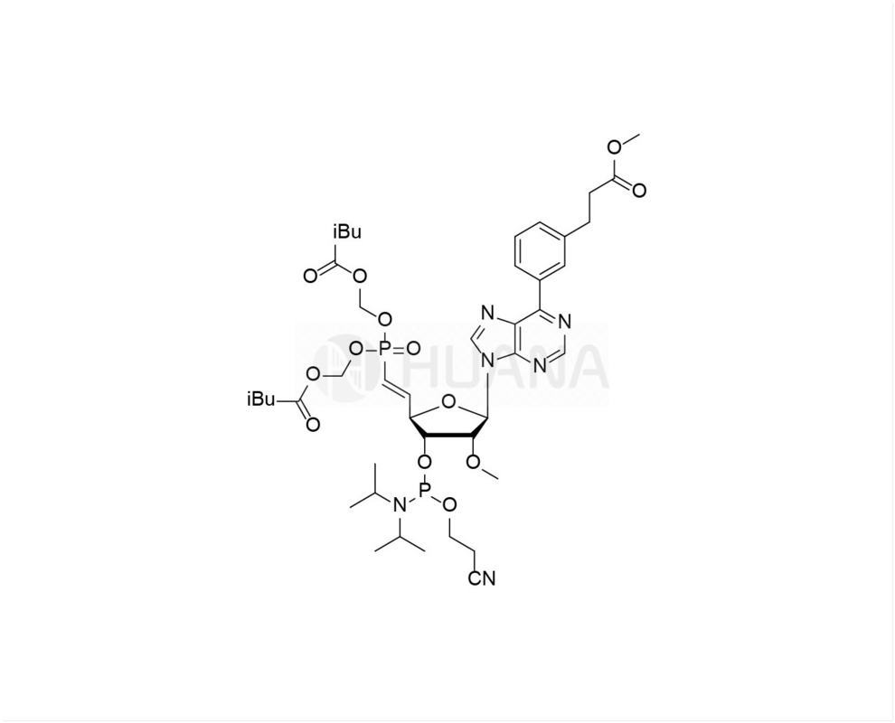 5'-POM-(E) -vinyl phosphonate-2'-O-Me-6-Deamino-6-(m-benzenepropanoic acid methyl ester) -rA-3'- CE-Phosphoramidite