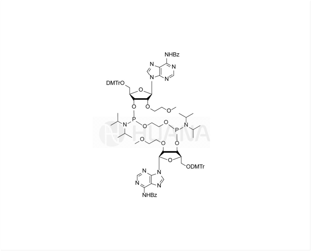 etana-1,2-di(5'-O-DMTr-2'-O-MOE-rA(Bz)-3'-oksi) bis ((diisopropilfosforamidit)